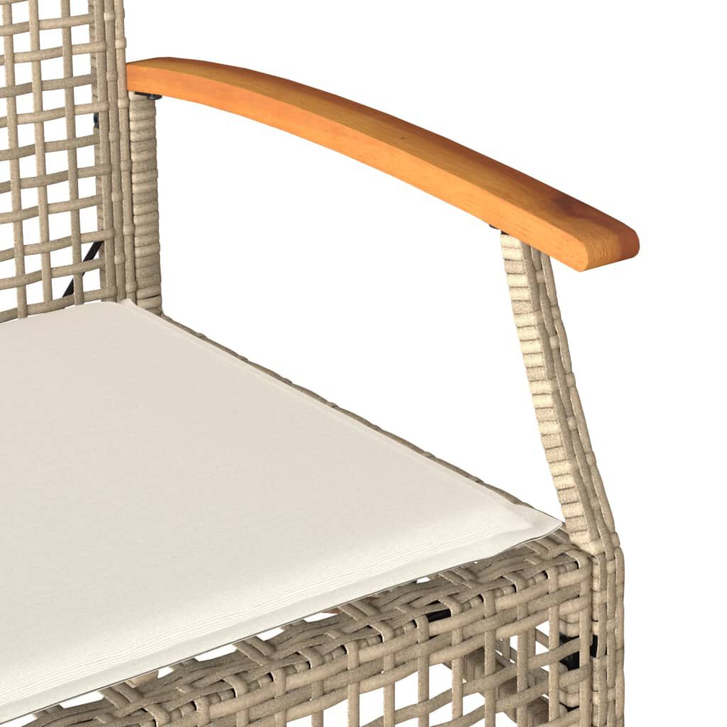 vidaXL Garden Bench with Cushion Beige Poly Rattan Acacia Wood