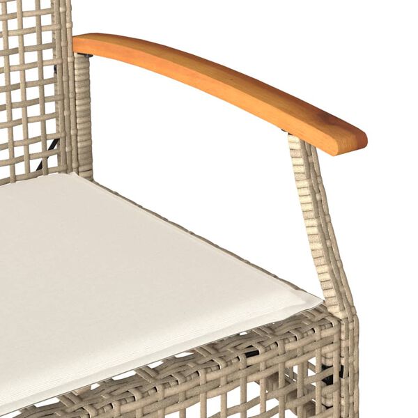 vidaXL Garden Bench with Cushion Beige Poly Rattan Acacia Wood