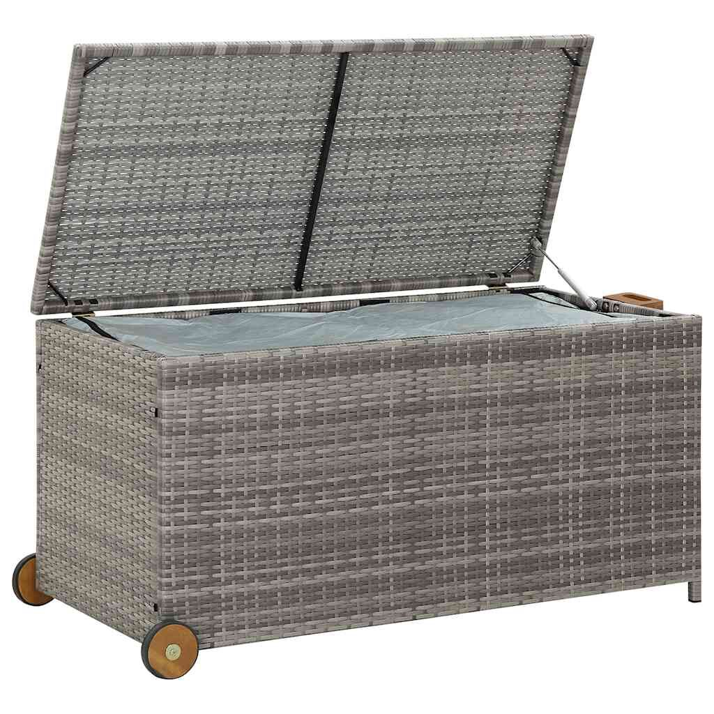 vidaXL Garden Storage Box Light Grey 120x65x61 cm Poly Rattan