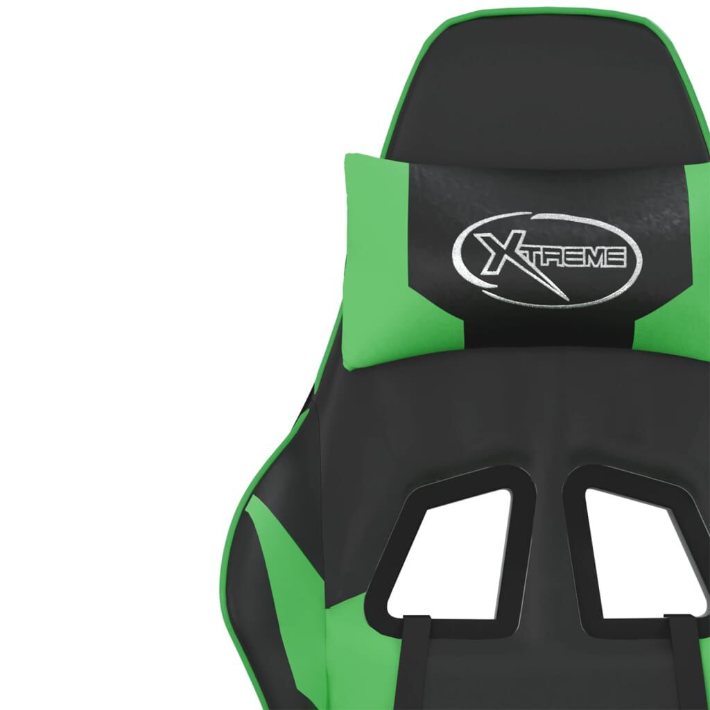 vidaXL Gaming Chair with Footrest Black and Green Faux Leather