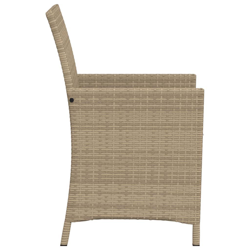vidaXL 3 Piece Bistro Set with Cushions Beige Poly Rattan