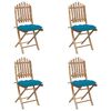 vidaXL 5 Piece Folding Outdoor Dining Set with Cushions Bamboo