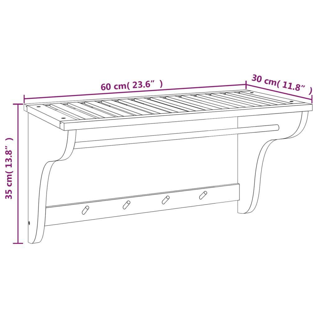 vidaXL Towel Rack 60x30x35 cm Solid Wood Walnut