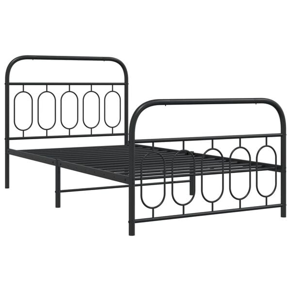 vidaXL Metal Bed Frame without Mattress with Footboard Black 100x200cm