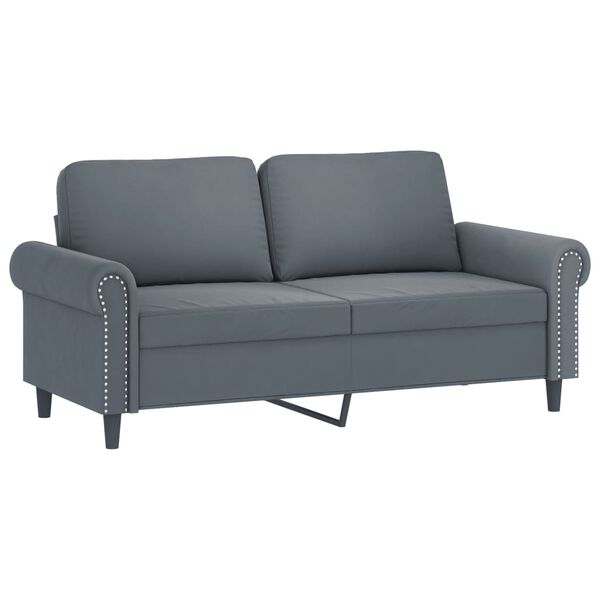 vidaXL 2 Piece Sofa Set with Cushions Dark Grey Velvet