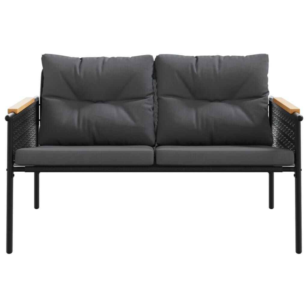 vidaXL 5 Piece Balcony Furniture Set with Cushions Black Steel