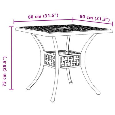 vidaXL Garden Table White 80x80x75 cm Cast Aluminium