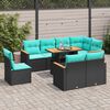 vidaXL 9 Piece Garden Sofa Set with Cushions Black Poly Rattan