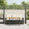 vidaXL Garden Sofa 3-Seater with Cushions&Table Black Poly Rattan