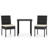 vidaXL 3 Piece Garden Dining Set Poly Rattan Black