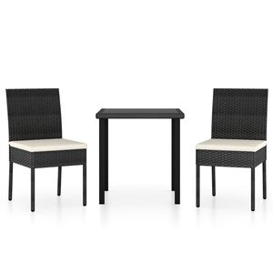 vidaXL 3 Piece Garden Dining Set Poly Rattan Black