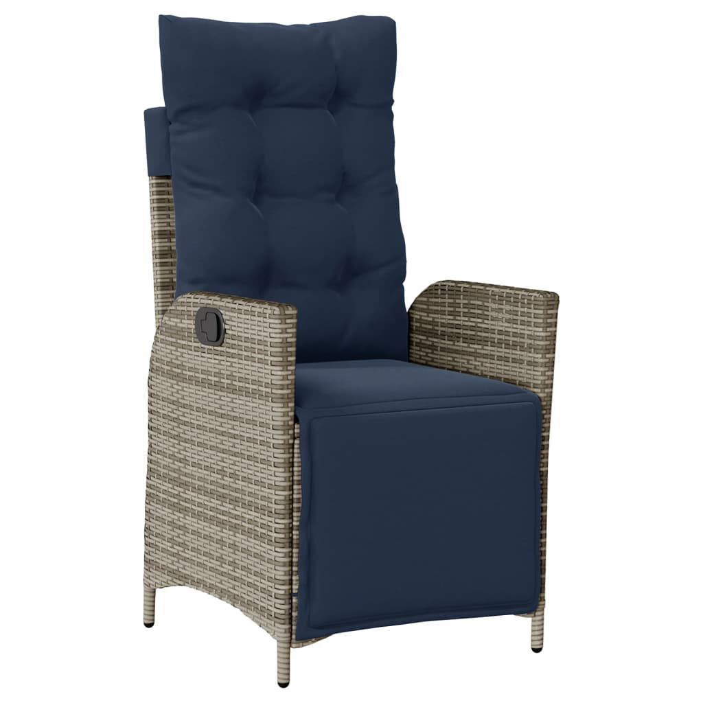 vidaXL 7 Piece Garden Dining Set with Cushions Grey Poly Rattan