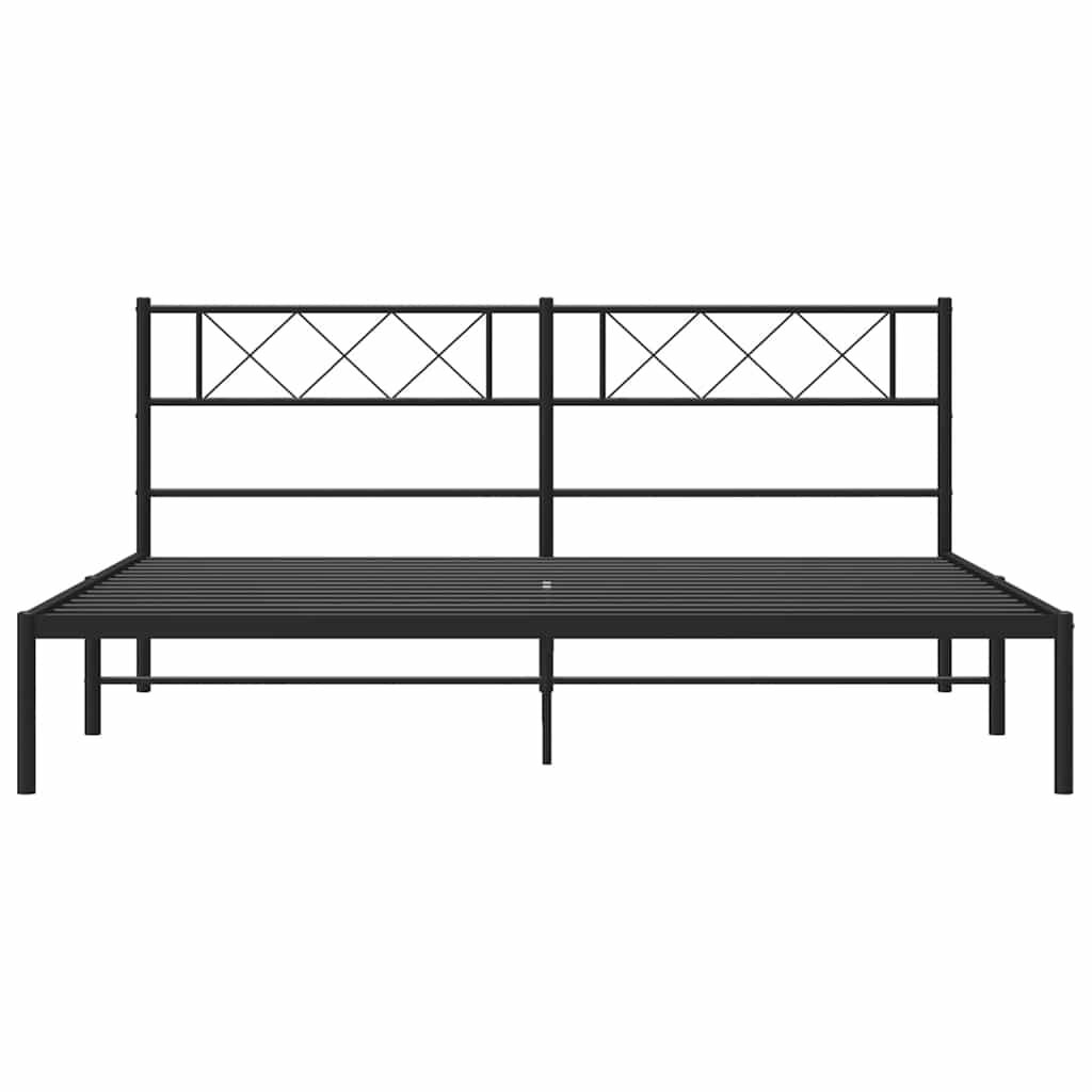 vidaXL Metal Bed Frame without Mattress with Headboard Black 183x213cm