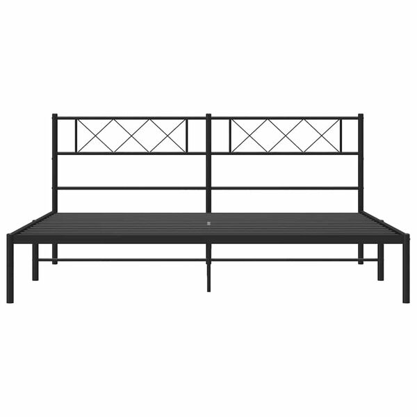 vidaXL Metal Bed Frame without Mattress with Headboard Black 183x213cm