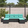 vidaXL Garden Sofa Set with Cushion 6 pcs Black Poly rattan
