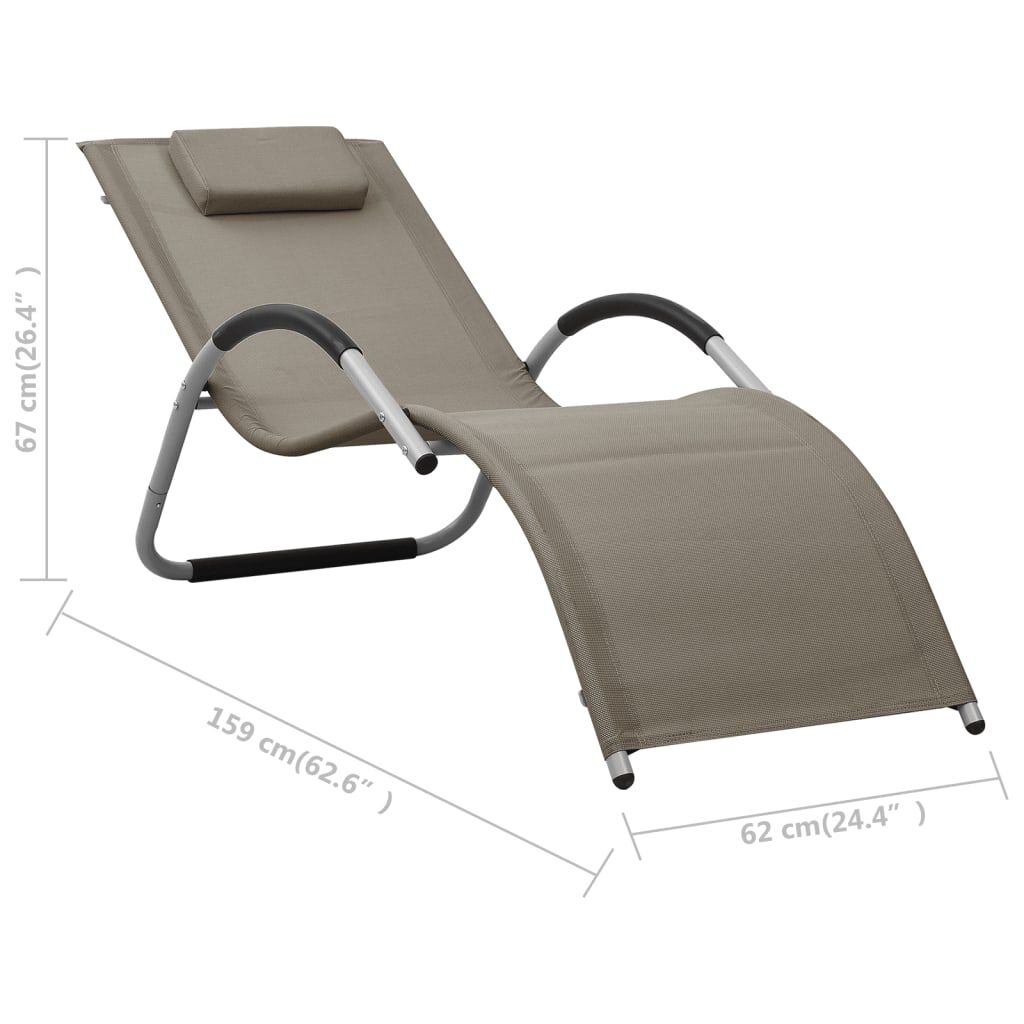 vidaXL Sun Lounger Textilene Taupe and Grey