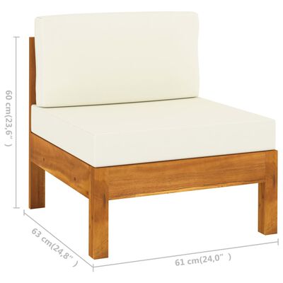 vidaXL 4-Seater Garden Sofa with Cream White Cushions Solid Acacia Wood