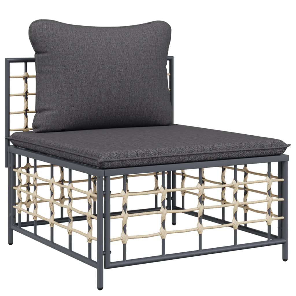 vidaXL 4 Piece Garden Lounge Set with Cushions Anthracite Poly Rattan