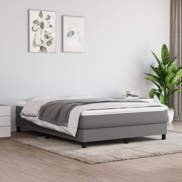 vidaXL Bed Frame without Mattress Dark Grey Double Fabric