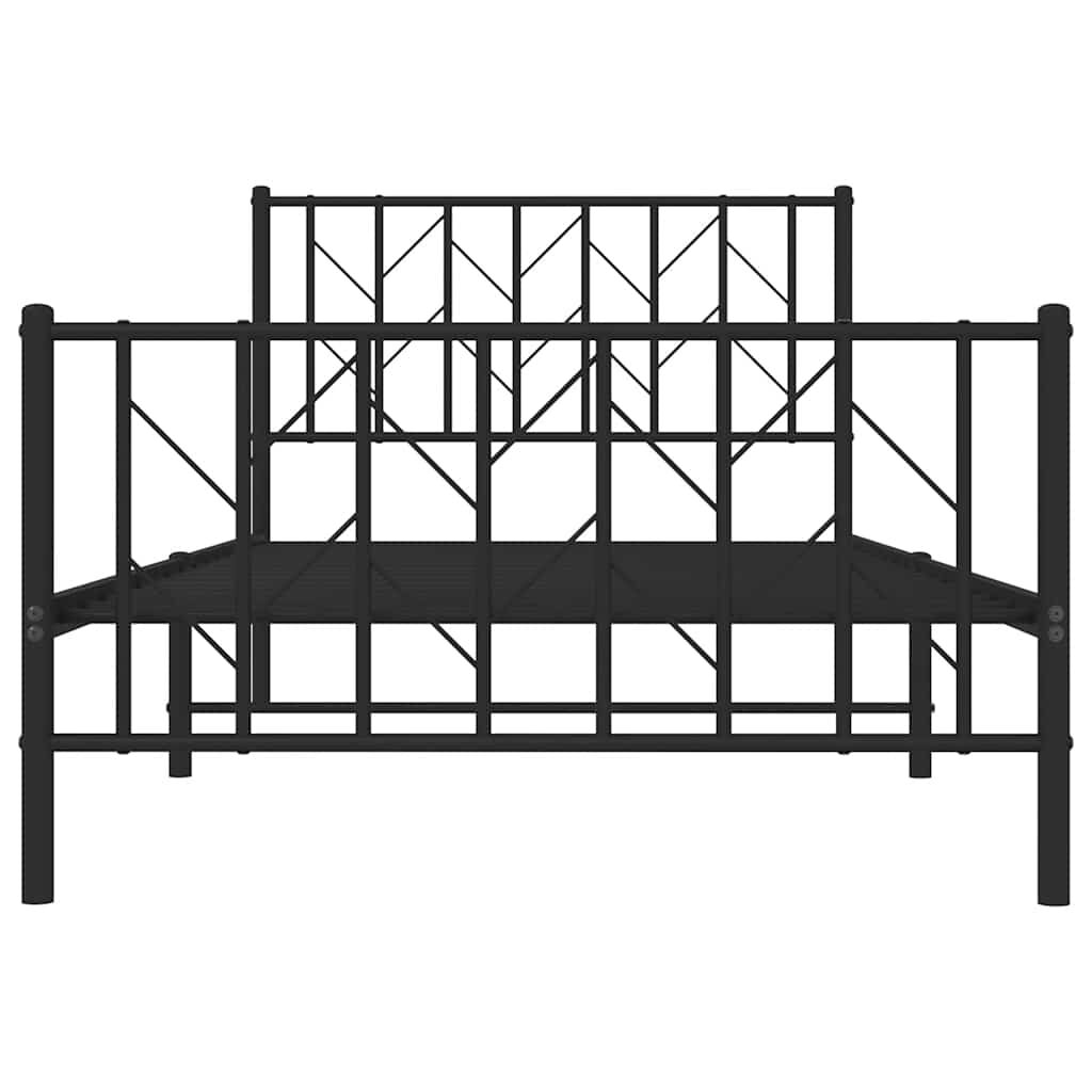 vidaXL Metal Bed Frame without Mattress with Footboard Black 100x200cm