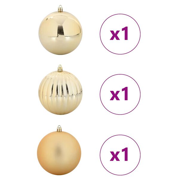 vidaXL Christmas Bauble Set 3 pcs Gold Plastic