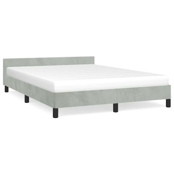 vidaXL Bed Frame without Mattress Light Grey Double Velvet