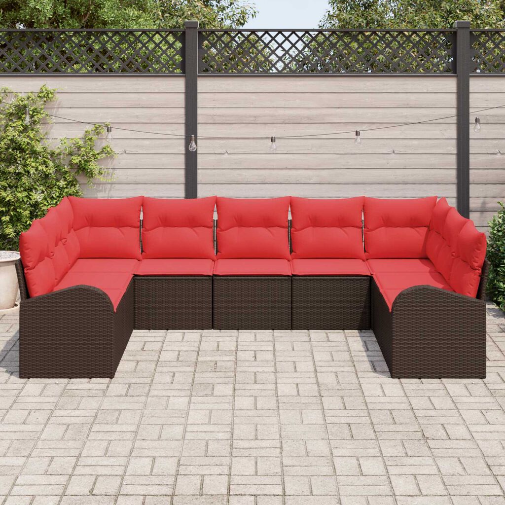 vidaXL 9 Piece Garden Sofa Set with Cushions Beige Poly Rattan