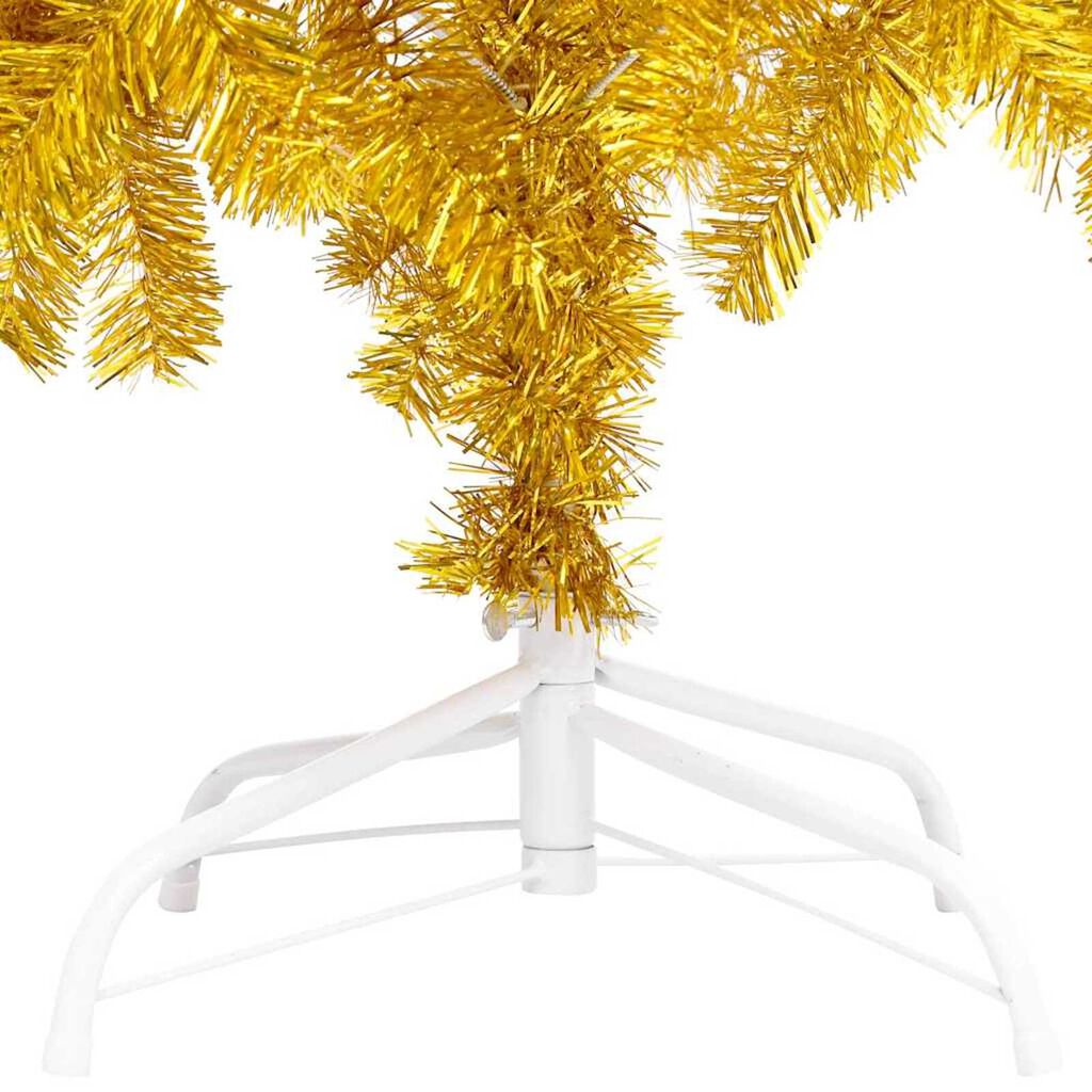 vidaXL Artificial Pre-lit Christmas Tree with Ball Set Gold 210 cm PET