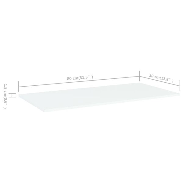 vidaXL Bookshelf Boards 8 pcs White 80x30x1.5 cm Engineered Wood