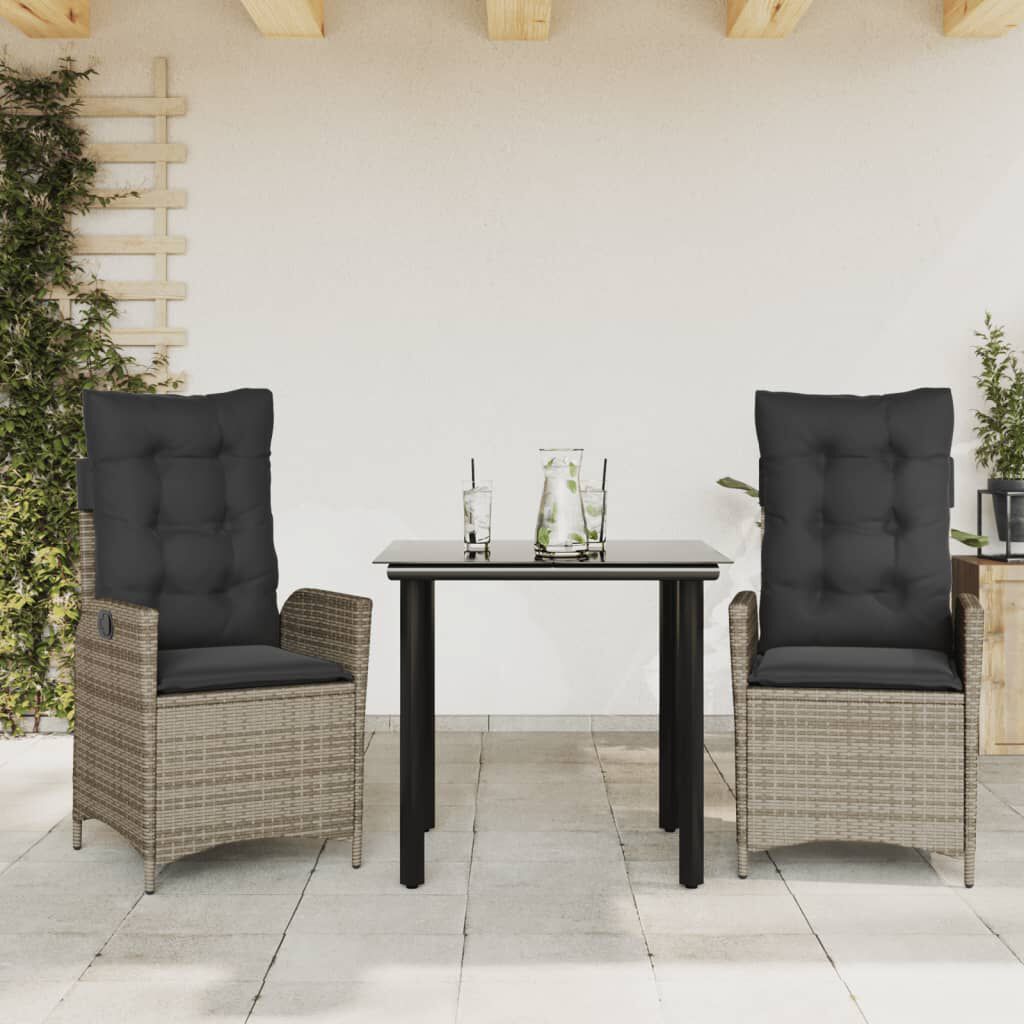 vidaXL 5 Piece Garden Dining Set with Cushions Grey Poly Rattan