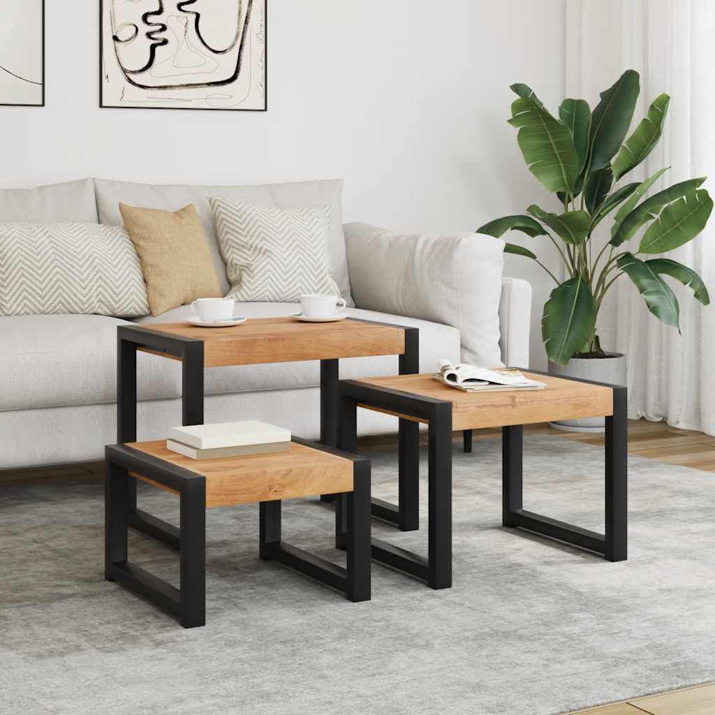 vidaXL Nesting Tables 3 pcs Solid Wood