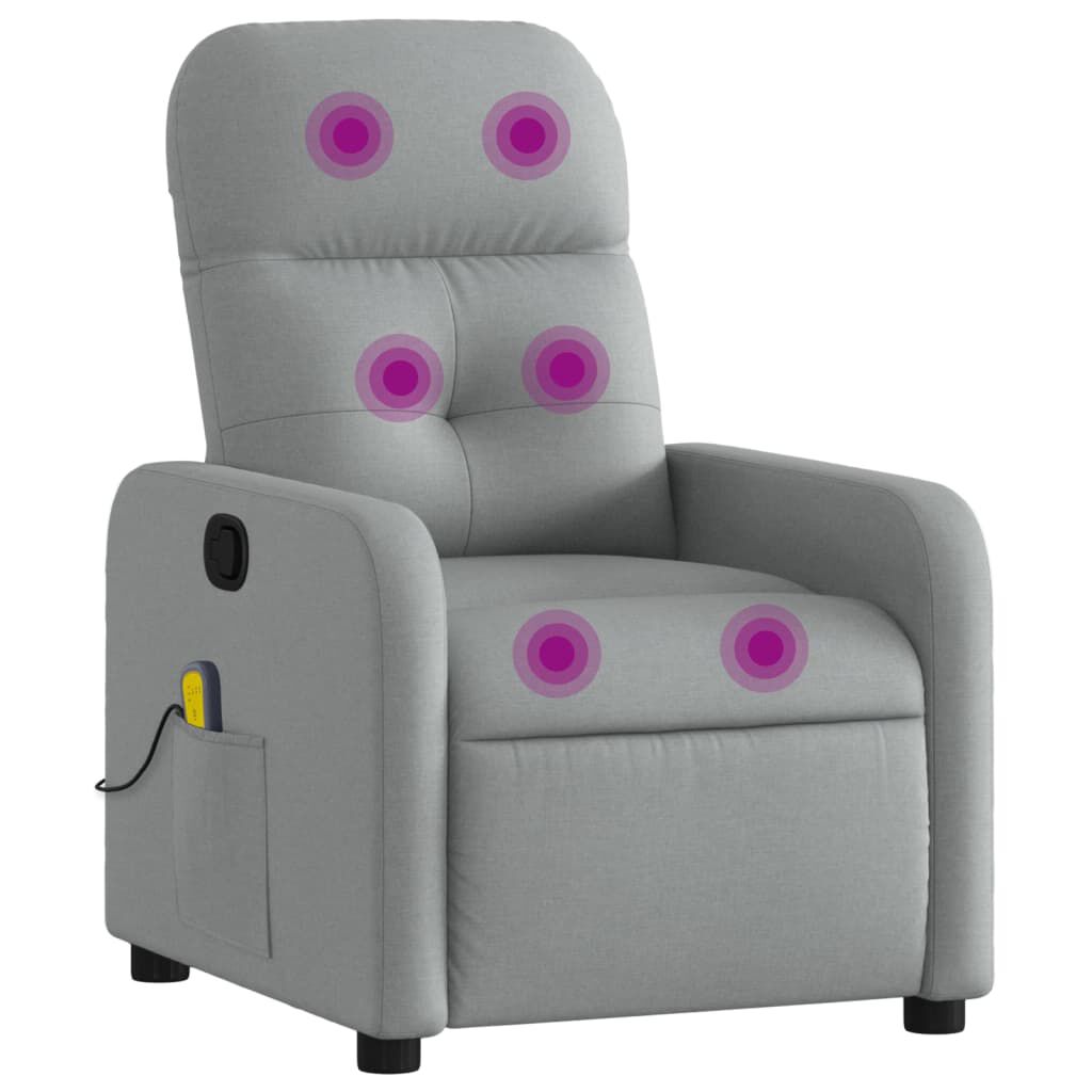 vidaXL Massage Recliner Chair Light Grey Fabric