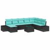 vidaXL Garden Sofa Set with Cushion 9 pcs Black Poly Rattan