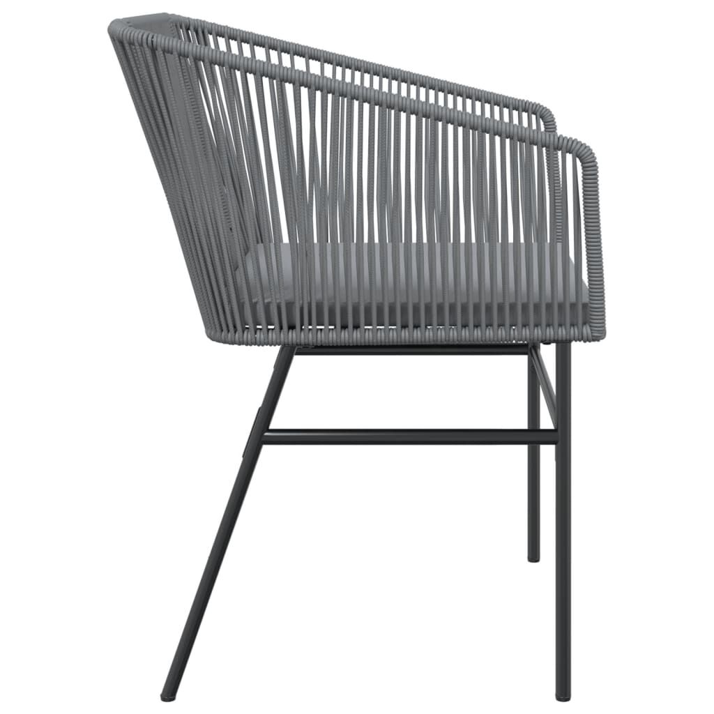 vidaXL Garden Chairs 2 pcs with Cushions Grey Poly Rattan