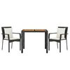 vidaXL 3 Piece Garden Dining Set with Cushions Black Poly Rattan