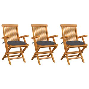 vidaXL Garden Chairs with Anthracite Cushions 3 pcs Solid Teak Wood