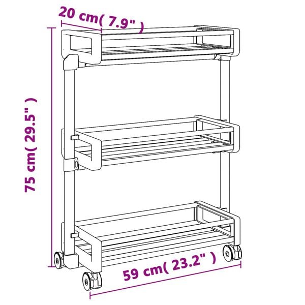vidaXL Storage Trolley 59x20x75 cm Aluminium