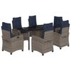 vidaXL 7 Piece Garden Dining Set with Cushions Grey Poly Rattan