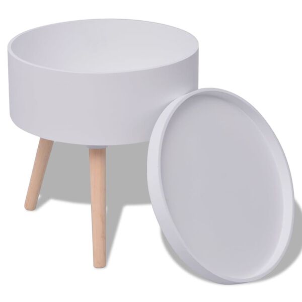 vidaXL Side Table with Serving Tray Round 39.5x44.5 cm White