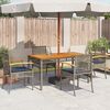 vidaXL Garden Chairs with Cushions 4 pcs Grey Poly Rattan Acacia Wood