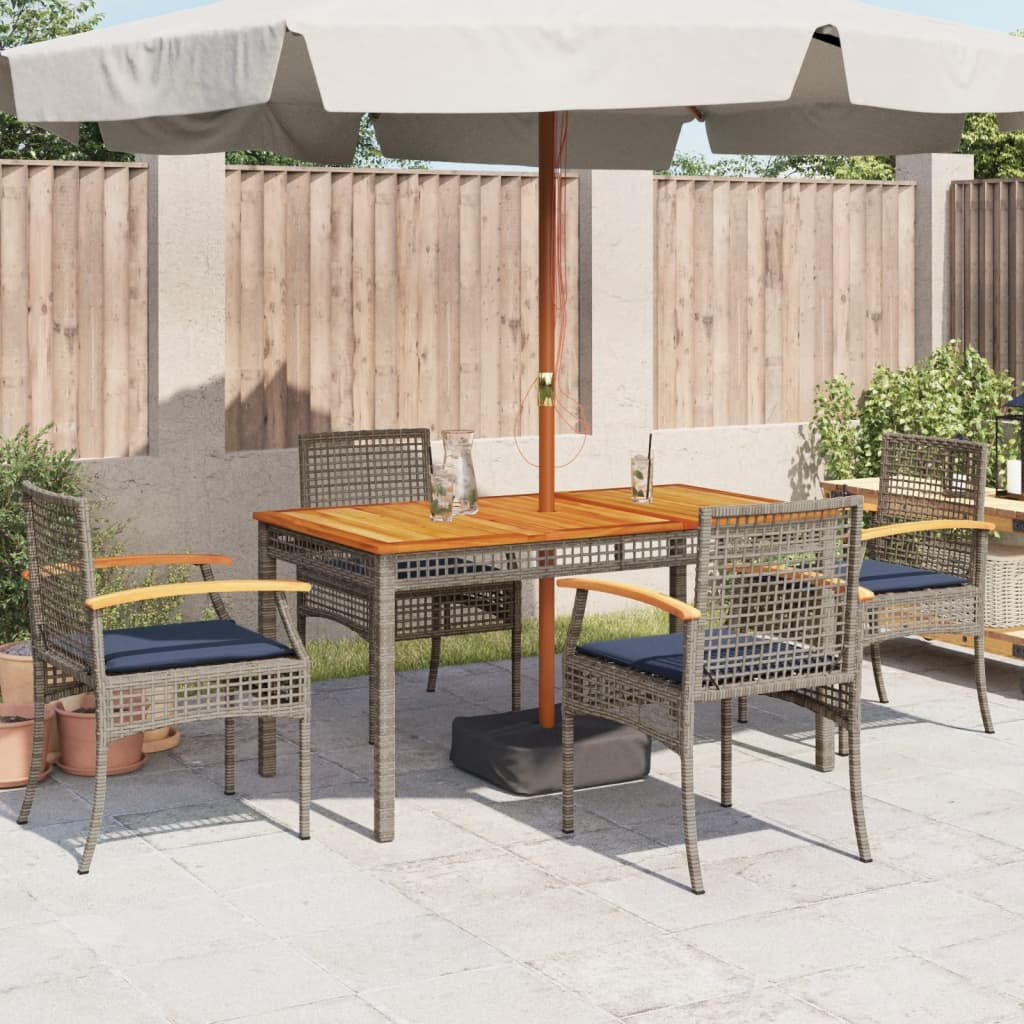vidaXL Garden Chairs with Cushions 4 pcs Grey Poly Rattan Acacia Wood