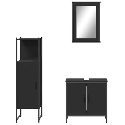 vidaXL 3 Piece Bathroom Furniture Set Black Engineered Wood