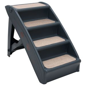 vidaXL Folding 4-Step Dog Stairs Dark Grey