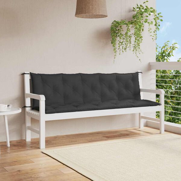 vidaXL Garden Bench Cushion Black 180x(50+50)x7cm Oxford Fabric