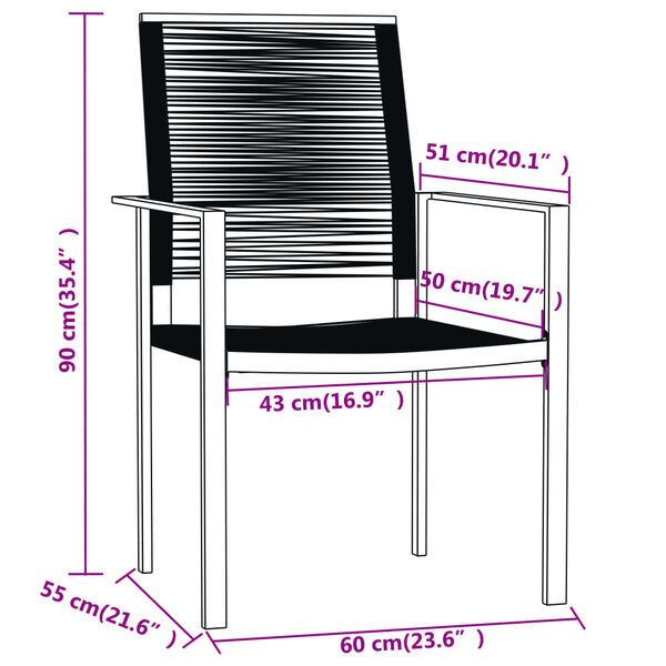 vidaXL 5 Piece Garden Dining Set Black