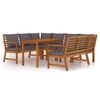 vidaXL 7 Piece Garden Dining Set with Cushions Solid Wood Acacia