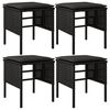 vidaXL Garden Footstools with Cushions 4 pcs Black Poly Rattan