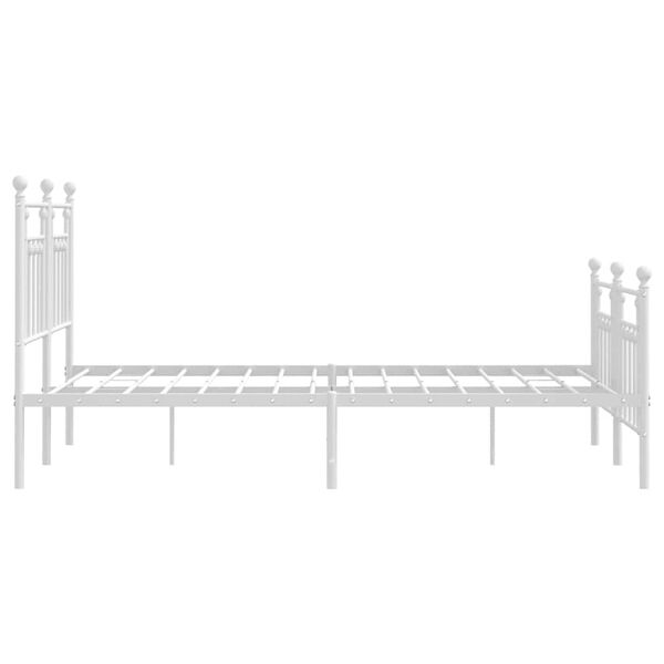 vidaXL Metal Bed Frame without Mattress with Footboard White 150x200cm