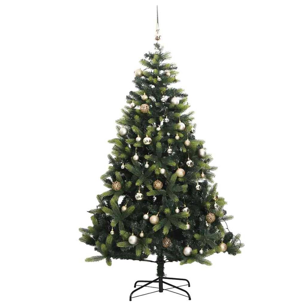 vidaXL Artificial Hinged Christmas Tree 300 LEDs & Ball Set 180 cm