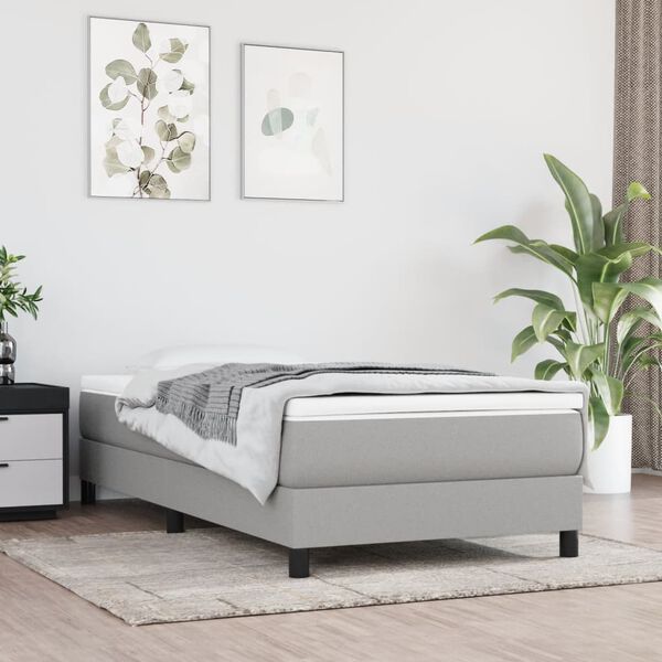 vidaXL Box Spring Bed Frame Light Grey Twin Fabric (US Only)